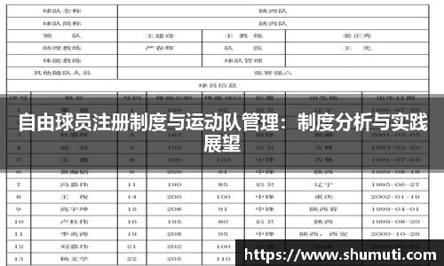 自由球员注册制度与运动队管理：制度分析与实践展望